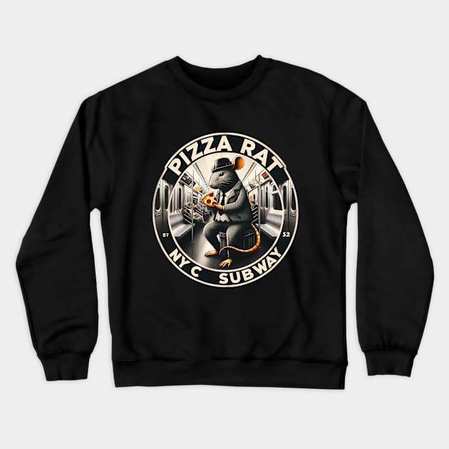 Pizza Rat New York Subway NYC Subway Train Crewneck Sweatshirt by Nysa Design